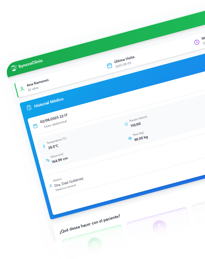 pantalla principal sistema medico