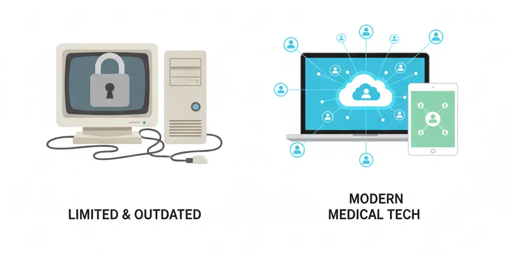 comparación software médico local vs software médico en la nube