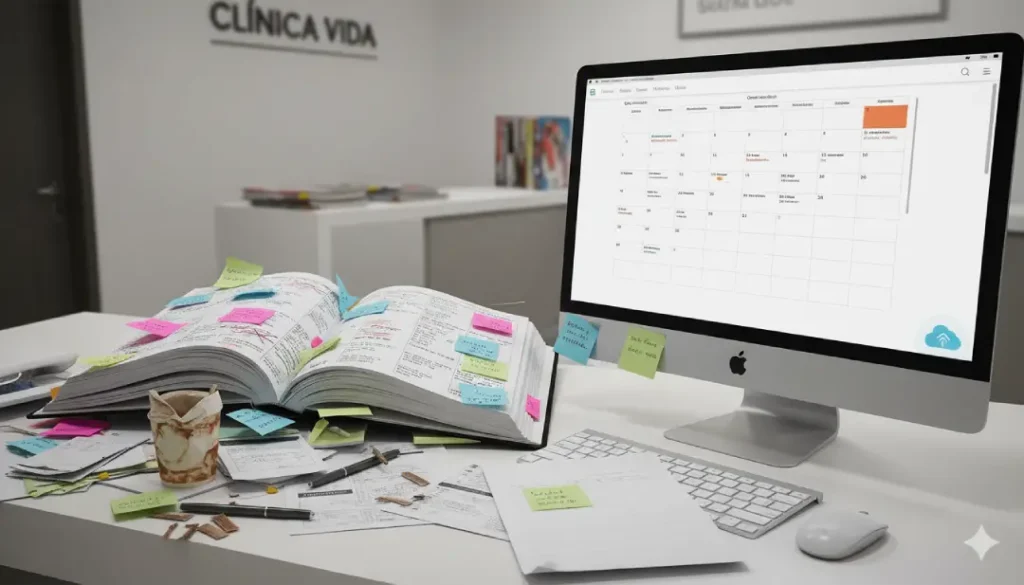 agenda médica en papel causando problemas en clínica