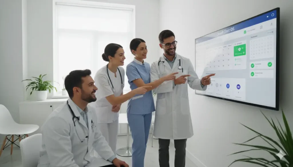 clínica feliz con software médico implementado correctamente