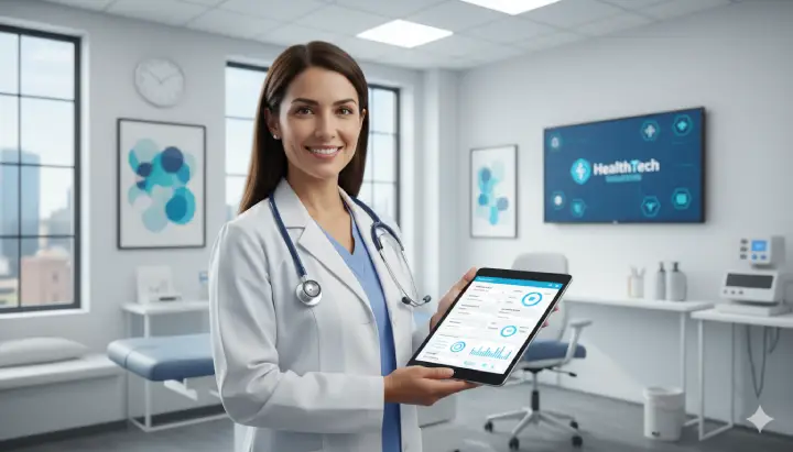 médico comparando carpetas físicas con software médico en la nube