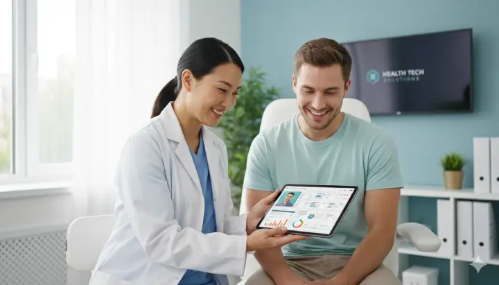 paciente satisfecho con atención en clínica digital